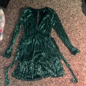 Trixxi Teal Long Sleeve Dress